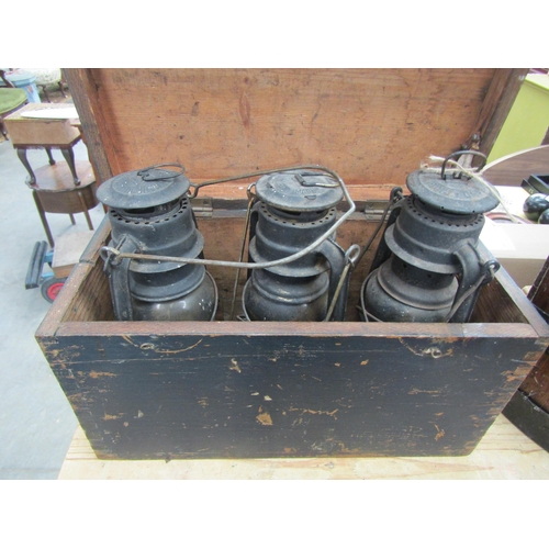 2059 - Three German mining lanterns Feuerhand in fitted case
