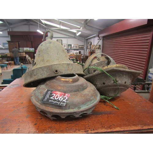 2062 - Five Victorian brass lamp galleries