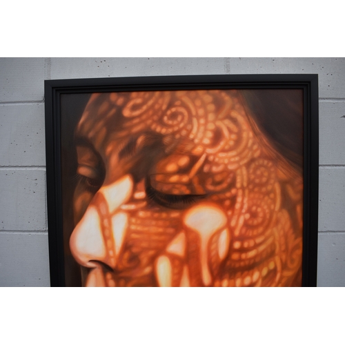 5017 - KARUNA PANUMES (b. 1967) Thai Contemporary Artist: Self-portrait executed in oils on canvas, in meti... 