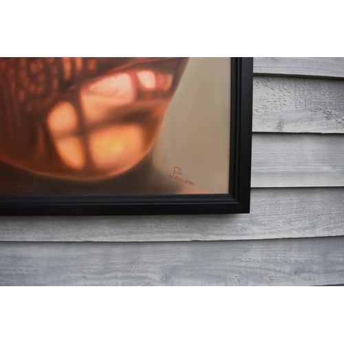 5020 - KARUNA PANUMES (b. 1967) Thai Contemporary Artist: Self-portrait executed in oils on canvas, in meti... 