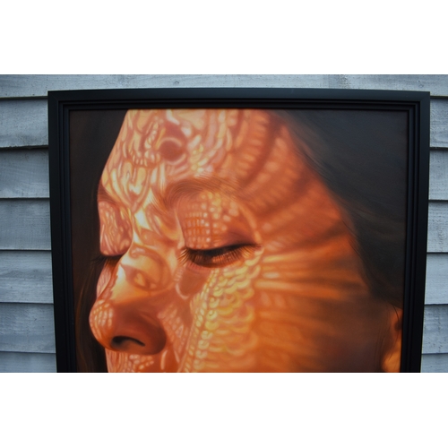 5008 - KARUNA PANUMES (b. 1967) Thai Contemporary Artist: Self-portrait executed in oils on canvas, in meti... 