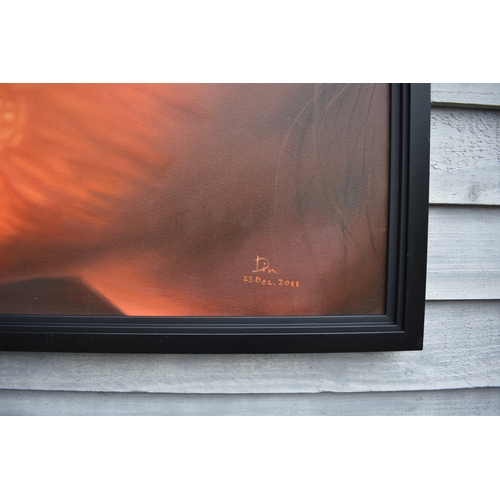 5008 - KARUNA PANUMES (b. 1967) Thai Contemporary Artist: Self-portrait executed in oils on canvas, in meti... 