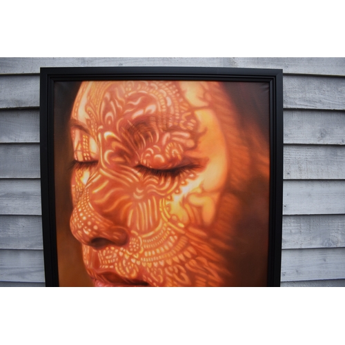 5029 - KARUNA PANUMES (b. 1967) Thai Contemporary Artist: Self-portrait executed in oils on canvas, in meti... 