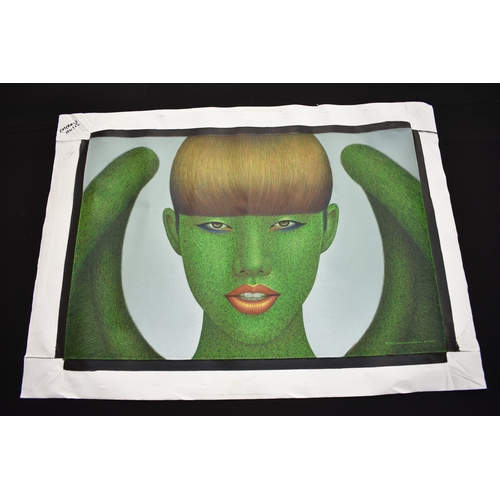 5038 - PAIROJ KARNDEE Thai Contemporary Artist: Portrait the female in Angel form, titled 