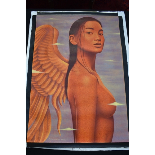 5040 - PAIROJ KARNDEE Thai Contemporary Artist: Portrait female in Angel form, untitled, the angel standing... 