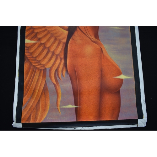 5040 - PAIROJ KARNDEE Thai Contemporary Artist: Portrait female in Angel form, untitled, the angel standing... 