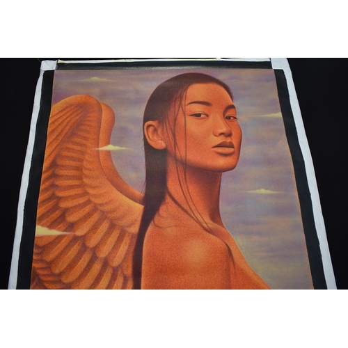 5040 - PAIROJ KARNDEE Thai Contemporary Artist: Portrait female in Angel form, untitled, the angel standing... 