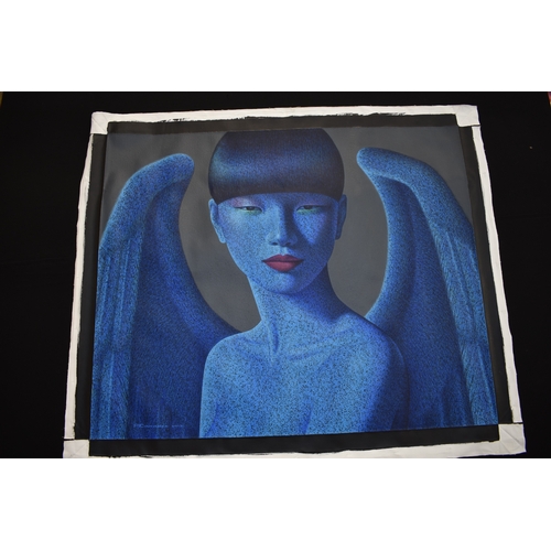 5041 - PAIROJ KARNDEE Thai Contemporary Artist: Portrait female in Angel form, untitled, the angel facing f... 