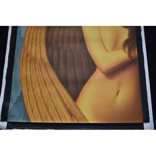 5044 - PAIROJ KARNDEE Thai Contemporary Artist: Portrait female in Angel form, untitled, the half length fi... 