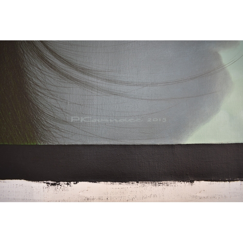 5055 - PAIROJ KARNDEE Thai Contemporary Artist: Female portrait, untitled side profile of Angel in clouds w... 