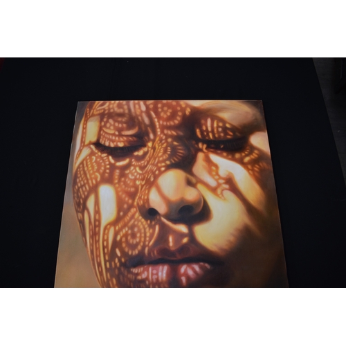 5022 - KARUNA PANUMES (b. 1967) Thai Contemporary Artist: Self-portrait executed in oils on canvas, in meti... 