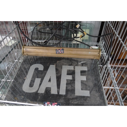 2048 - A brass light up café sign 30x38cm