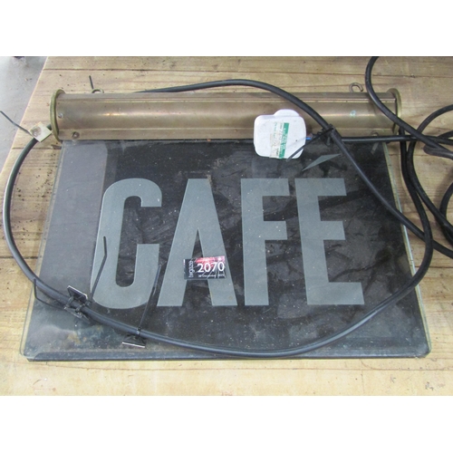 2048 - A brass light up café sign 30x38cm