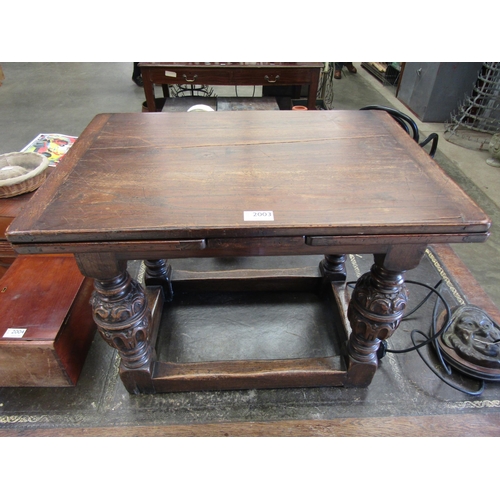 2003 - An oak small drawer leaf table on carved leg, 44cm x 63cm x 48cm (h)