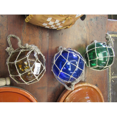 2008 - Three coloured glass fishing floats