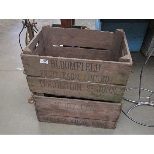 2029 - Two wooden fruit crates 