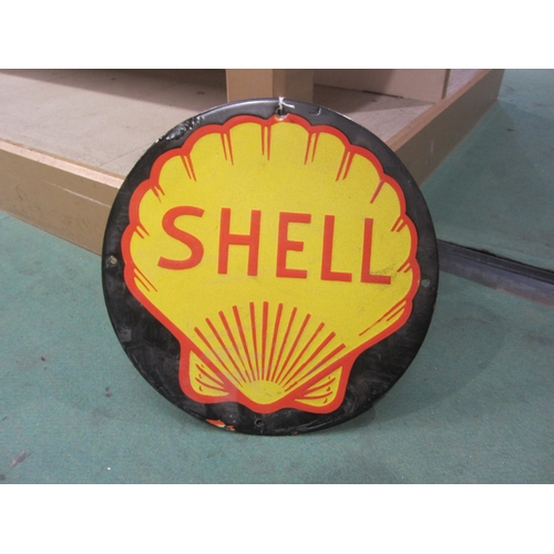 A repro circular enamel sign; Shell, 30.5cm diameter