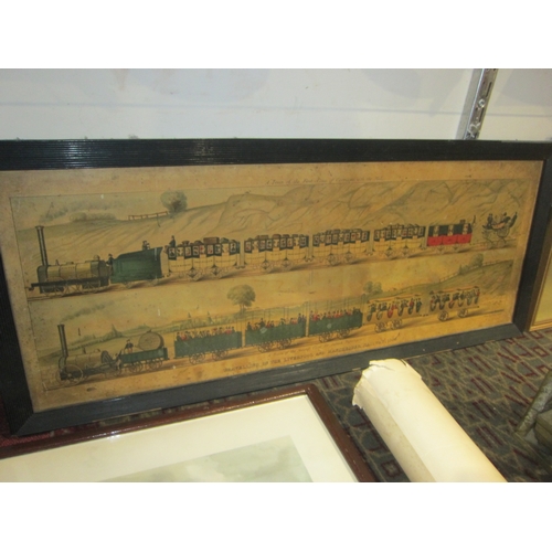 7058 - Two framed oleographs depicting 'Travelling on the Liverpool and Manchester Railway 1833'