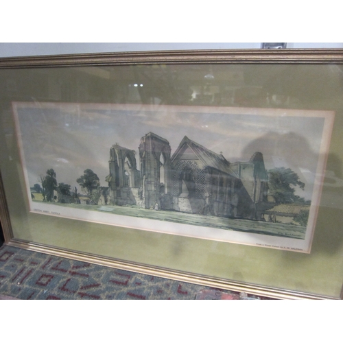 7065 - Two framed and glazed carriage prints depicting Beccles and Leiston Abbey, Suffolk. From watercolour... 