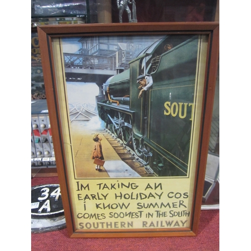 7076 - Three framed and glazed railway posters including Liverpool Overhead Railway, 32cm x 48cm including ... 