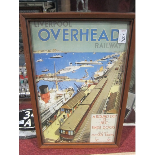 7076 - Three framed and glazed railway posters including Liverpool Overhead Railway, 32cm x 48cm including ... 