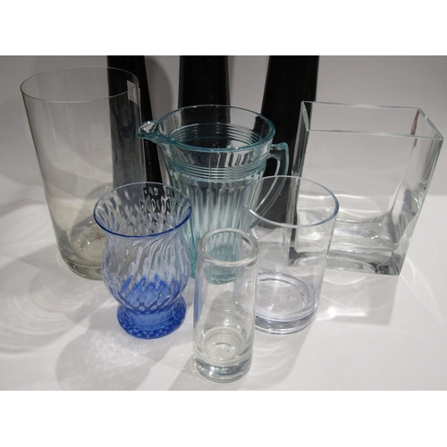 4349 - A mixed lots of glassware to include three mid century black slender vases, tallest 50cm