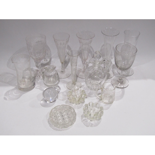 4386 - A collection of Georgian and later glassware including posy vases, decanter, bowls, inkwell etc.