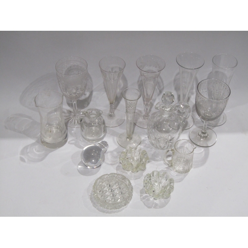 4386 - A collection of Georgian and later glassware including posy vases, decanter, bowls, inkwell etc.