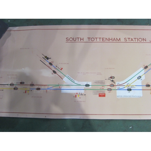 7052 - A South Tottenham Station Junction signal box diagram, unmounted, rolled example, in full colour wit... 