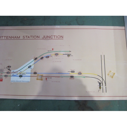 7052 - A South Tottenham Station Junction signal box diagram, unmounted, rolled example, in full colour wit... 