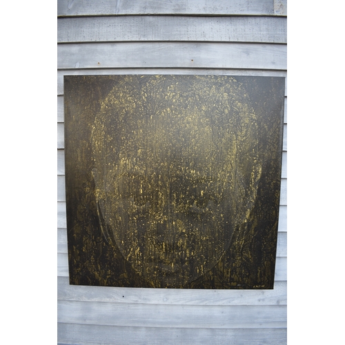 5007 - CHIT: Thai Contemporary artist: Mixed media portrait.  The front profile image of young girl with bl... 