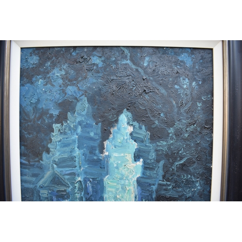 5035 - 20th Century Balinese beautiful night study of a Balinese temple, date 31. Painted at the most signi... 