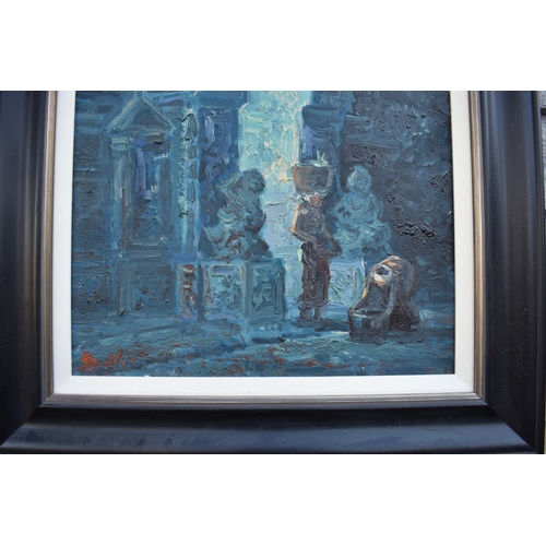 5035 - 20th Century Balinese beautiful night study of a Balinese temple, date 31. Painted at the most signi... 