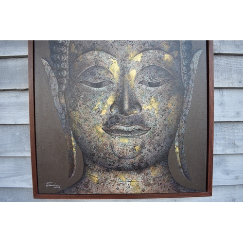 5034 - TRAWUL PRAMAN (b.1965) Thai Contemporary Artist: Portrait of Buddha Head, dated 2001, framed, image ... 