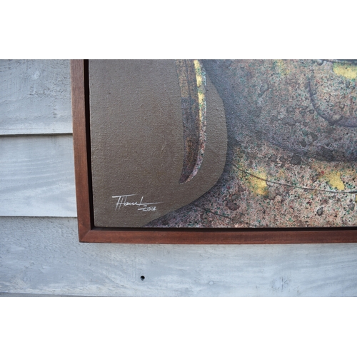 5034 - TRAWUL PRAMAN (b.1965) Thai Contemporary Artist: Portrait of Buddha Head, dated 2001, framed, image ... 