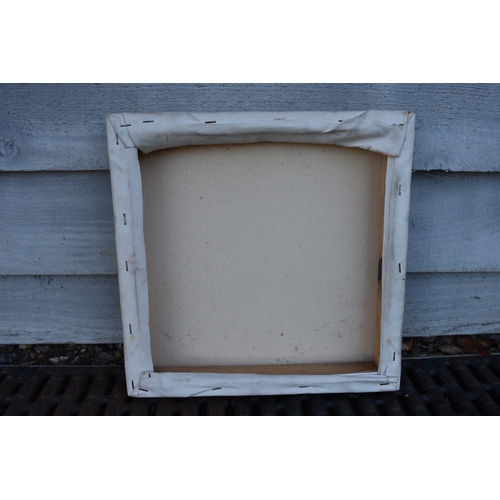 5028 - ATTAGIL POKPONG, two offset faces, acrylic on canvas, dated 2008, 30cm x 30cm