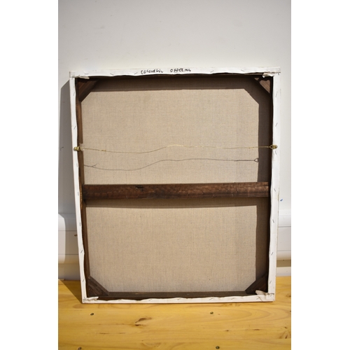 5023 - VIZAT RUNGPAYAK Thai Contemporary Artist: painting titled “colourful offering” depicting a solemn ri... 