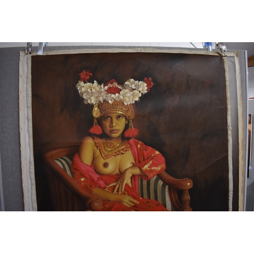 5026 - S. TONO  (b.1969) : Indonesian Contemporary artist the painting depicts a seated Indonesian female a... 