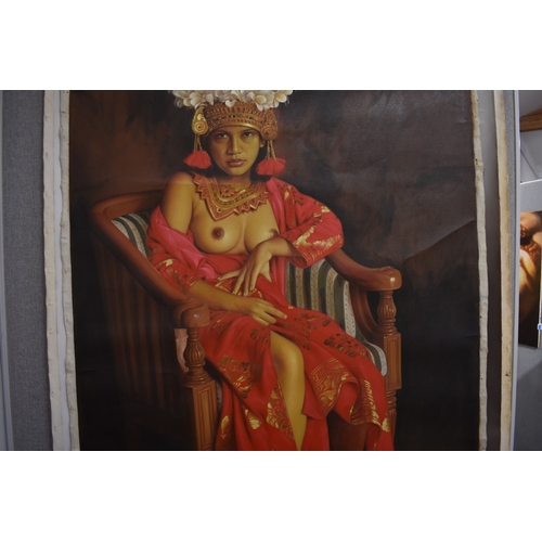 5026 - S. TONO  (b.1969) : Indonesian Contemporary artist the painting depicts a seated Indonesian female a... 