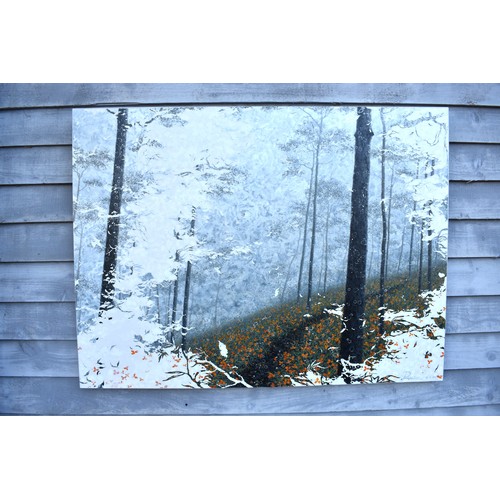 5001 - PONGSAK KAMJORNRASAMEKIT (b.1974) Thai Contemporary Artist: abstract painting depicting woodland and... 