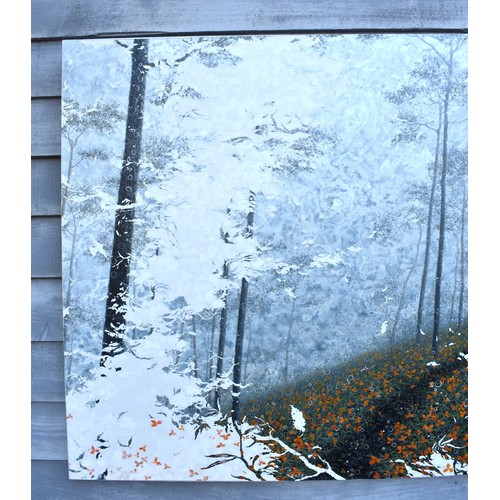 5001 - PONGSAK KAMJORNRASAMEKIT (b.1974) Thai Contemporary Artist: abstract painting depicting woodland and... 