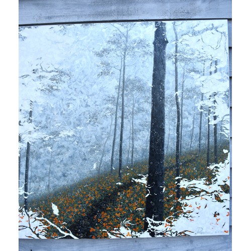 5001 - PONGSAK KAMJORNRASAMEKIT (b.1974) Thai Contemporary Artist: abstract painting depicting woodland and... 