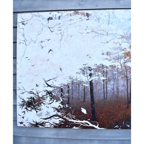 5002 - PONGSAK KAMJORNRASAMEKIT (b.1974) Thai Contemporary Artist: abstract painting depicting woodland and... 