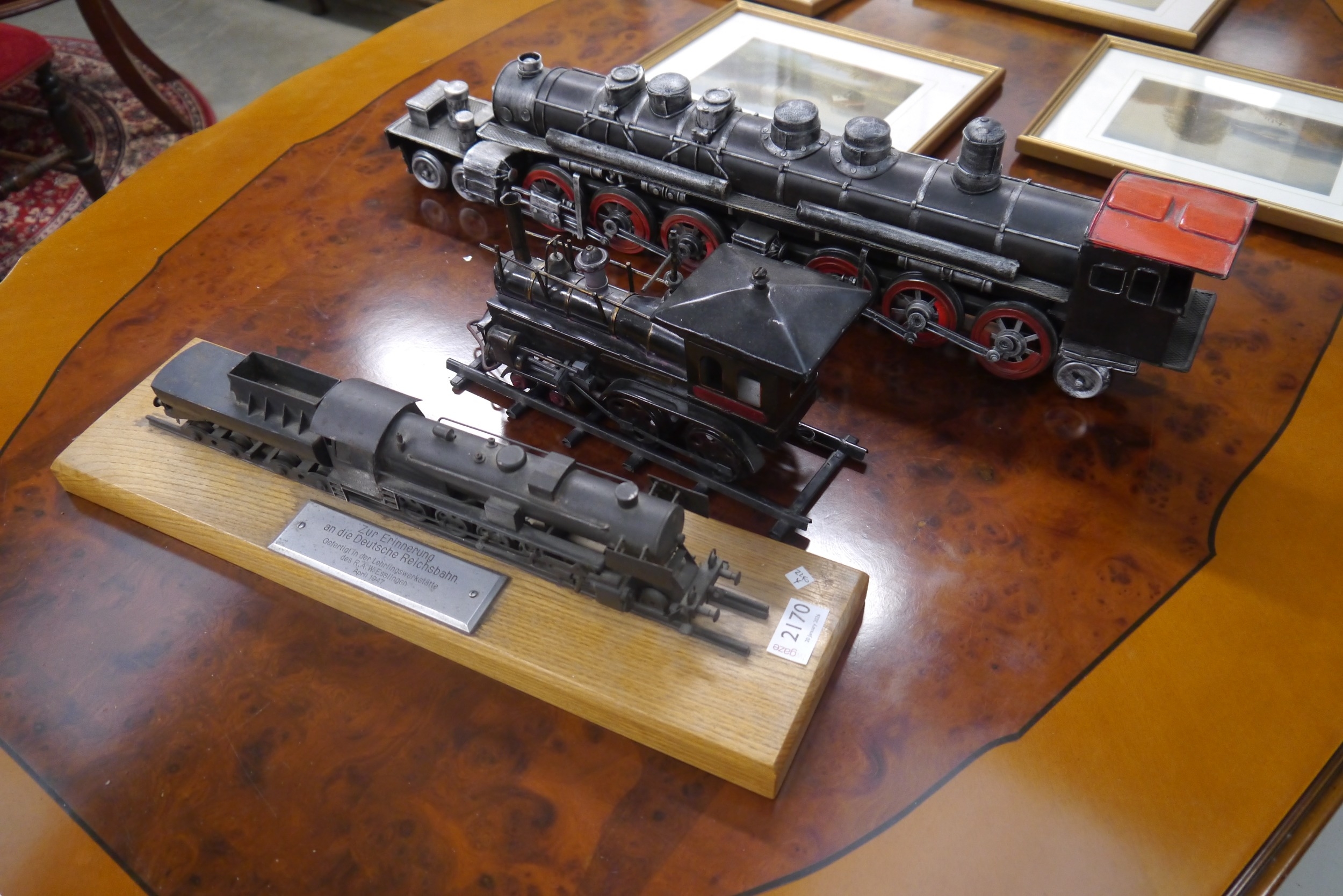 A mounted German railway presentation model and two other metal model ...