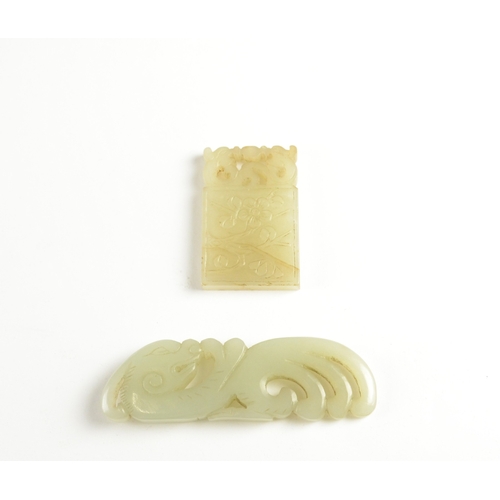 9022 - A Chinese carved jade plaque (a/f) together with a kirin

Kirin 7.5cm wide

Provenance
Henry Potter ... 