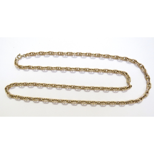 7101 - A 9ct gold anchor chain necklace, 78cm long, 57.9g
