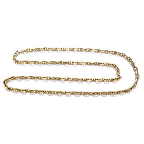7101 - A 9ct gold anchor chain necklace, 78cm long, 57.9g