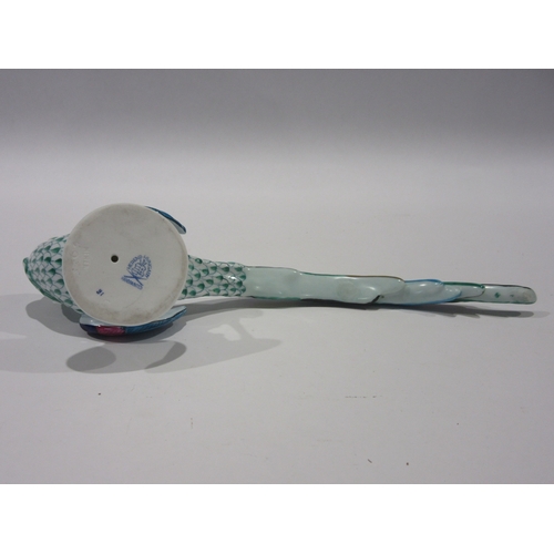 1252 - A Herend hand painted porcelain figurine of a green fishnet pheasant, model 5025, approximately 22cm... 