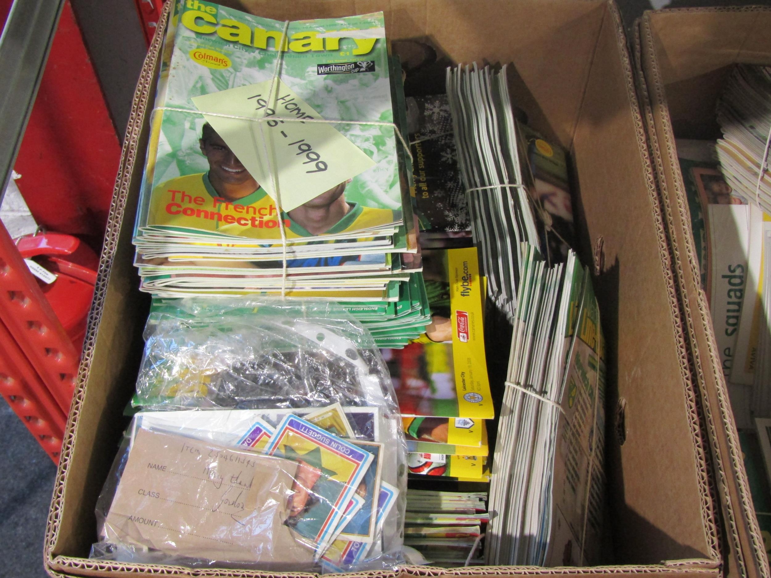 Four boxes of Norwich Canary Programme from 1970-2013 including small ...