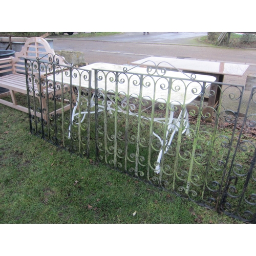 6036 - A set of three iron scrolled gates; includes pair of drive and pedestrian, drive gate opening 237cm ... 